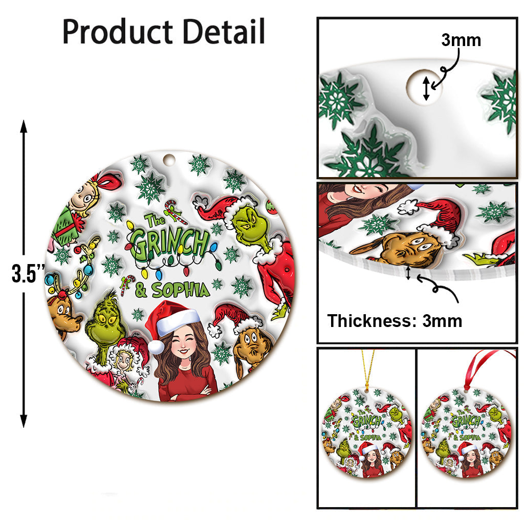 Personalized Grinch Christmas Ornament Custom Name Gift Ornament GradoCreations