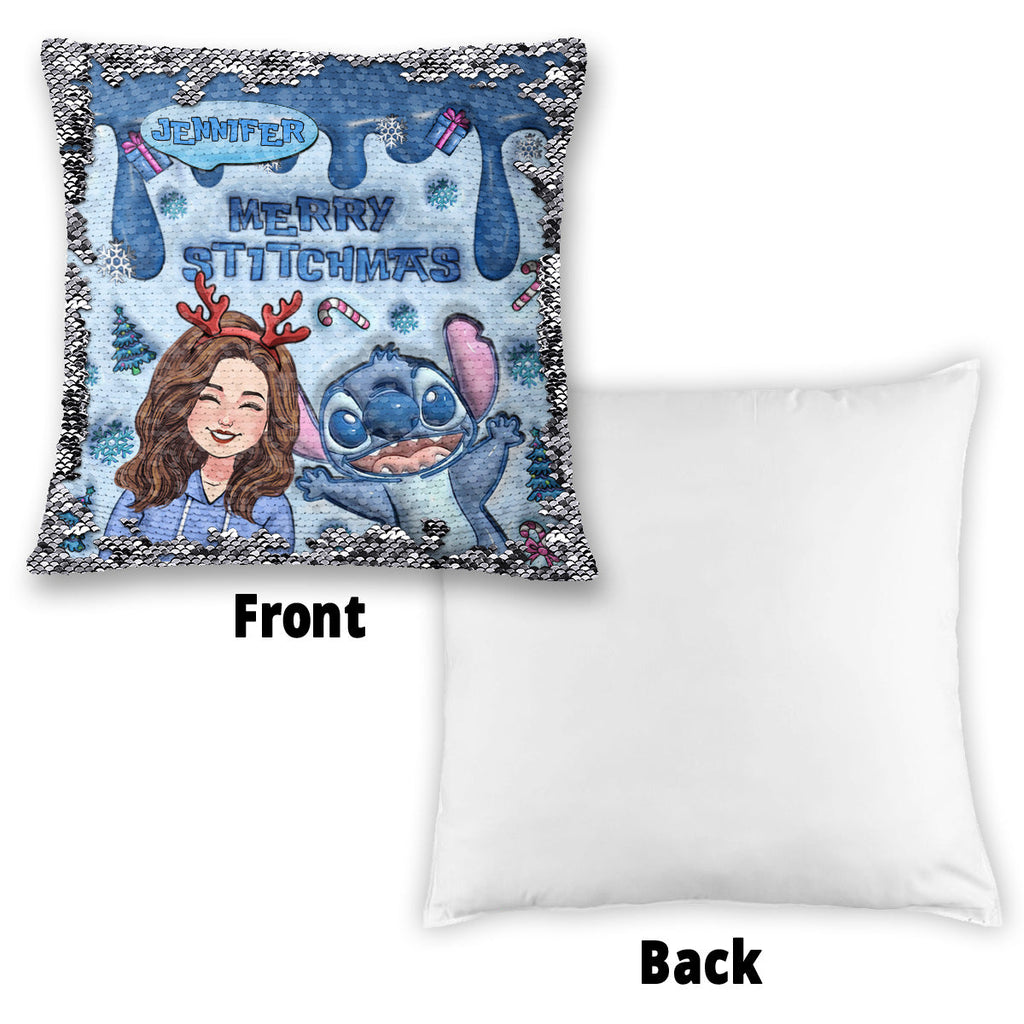 Personalized Sequin Pillow Cover Merry Christmas Gift for Mom Sequin Pillow Cover GradoCreations