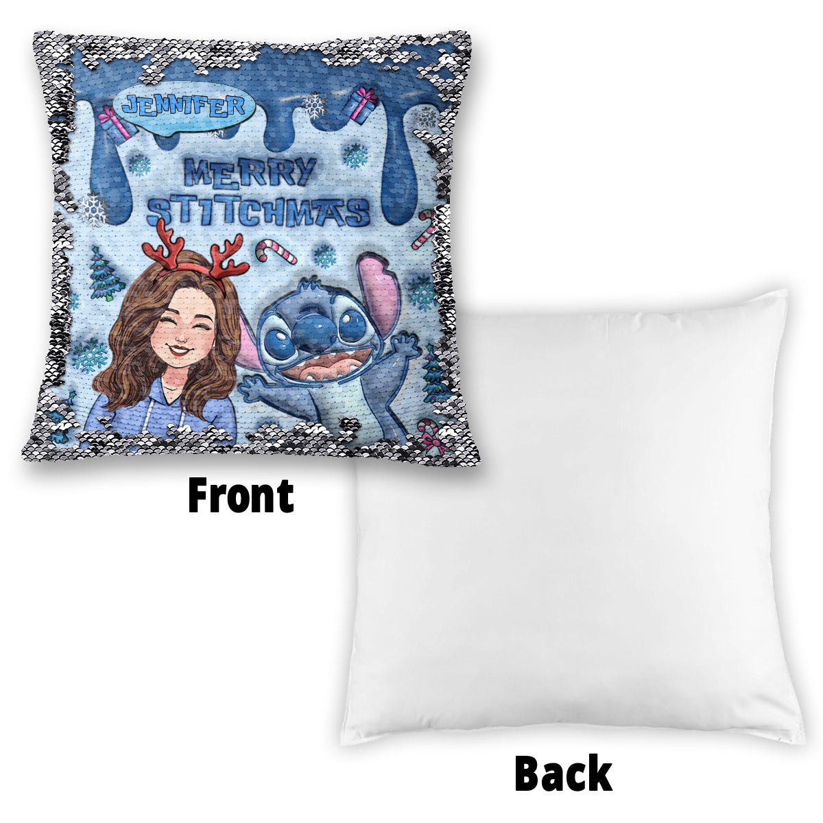 Personalized Sequin Pillow Cover Merry Christmas Gift for Mom Sequin Pillow Cover GradoCreations