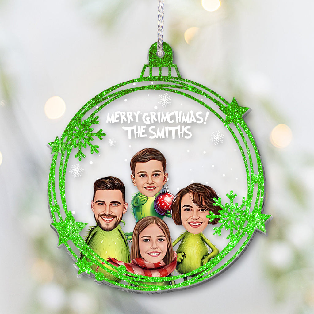 Personalized Merry Grinchmas One-sided Ornament Custom Family Gift One-sided Ornament GradoCreations