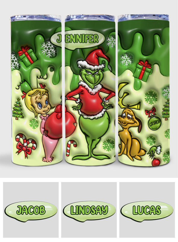 Personalized Grinchmas Skinny Tumbler Custom Name Gift for Christmas Skinny Tumbler GradoCreations