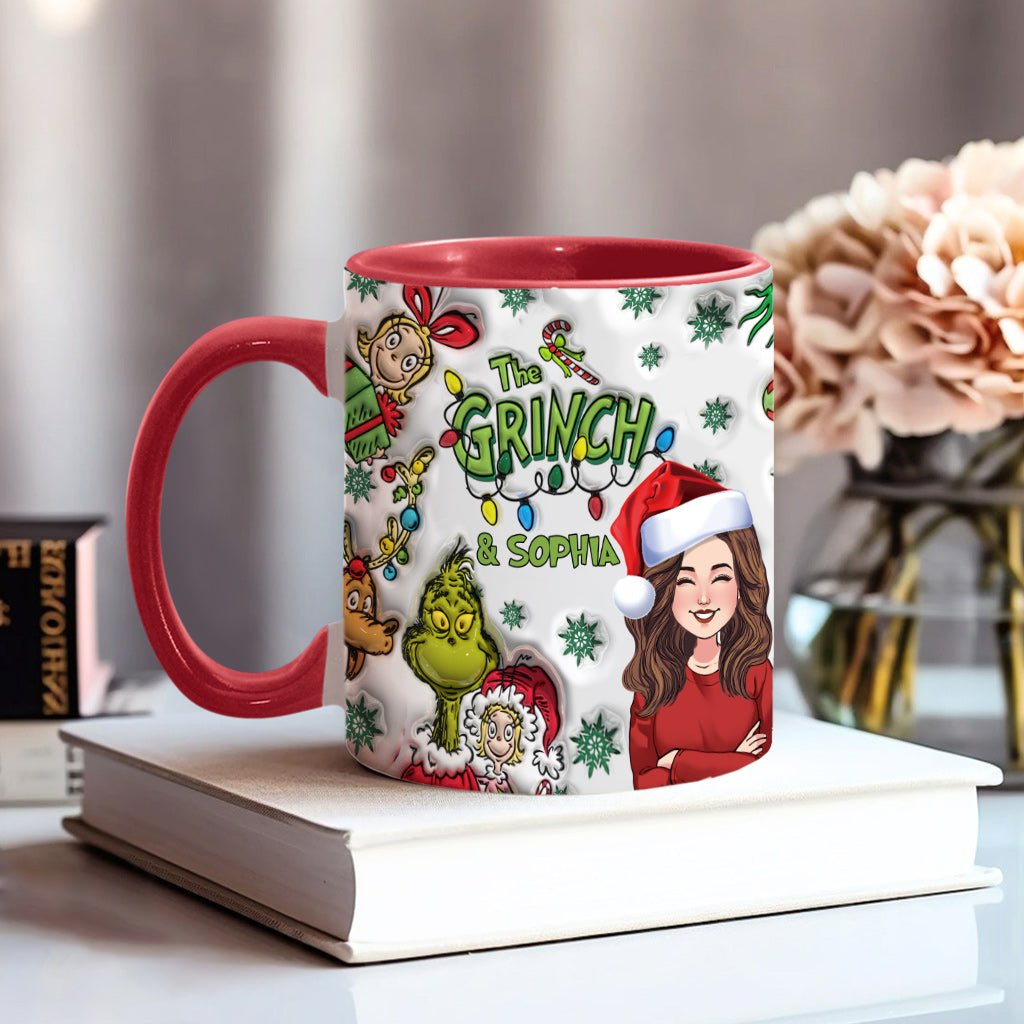 Personalized Accent Mug Custom Name Grinch Design Gift for Christmas Accent Mug GradoCreations