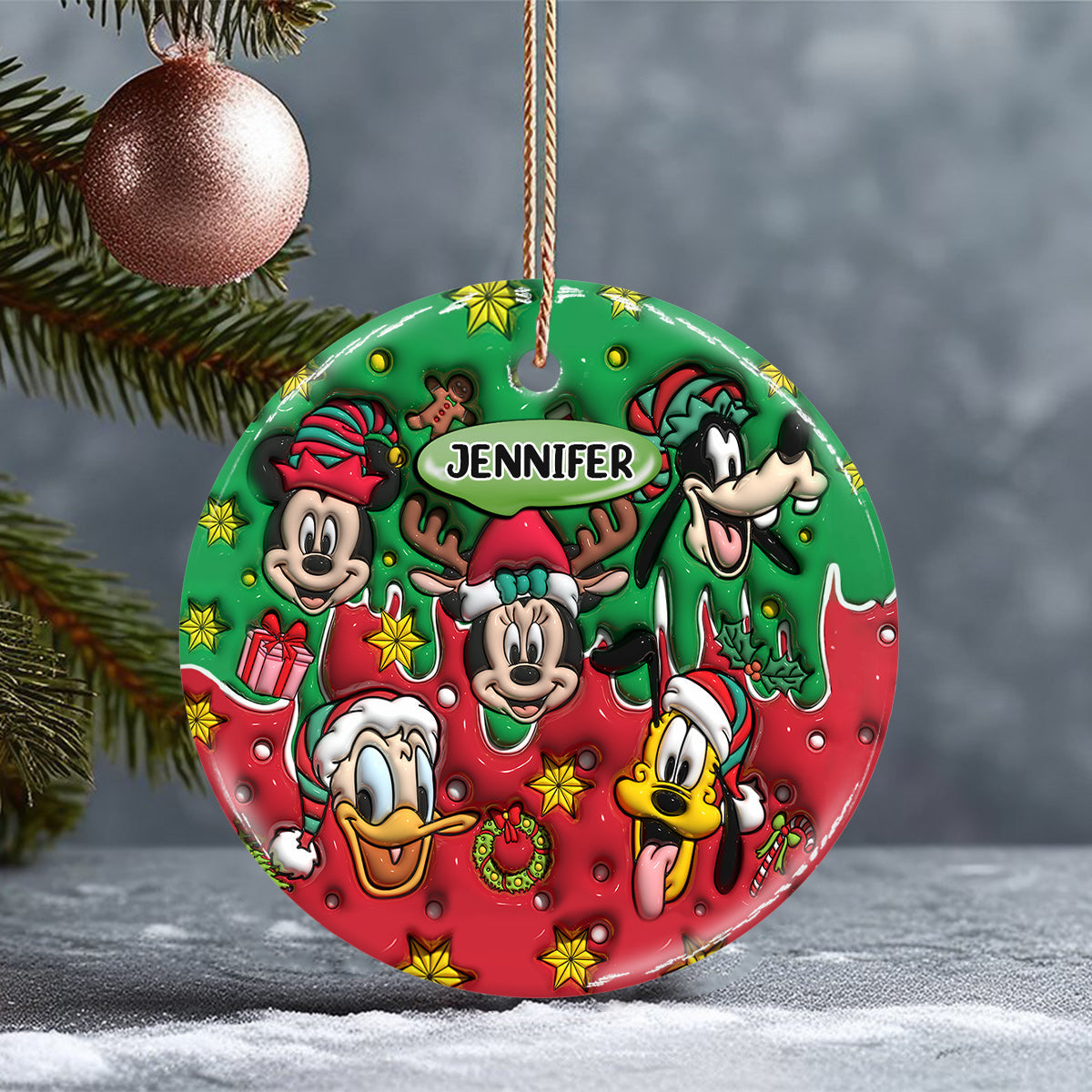 Personalized Ceramic Circle Ornament Christmas Gift for Kids Ceramic Circle Ornament GradoCreations
