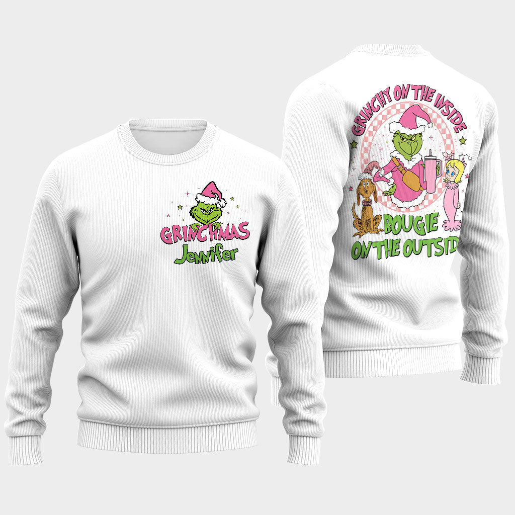 Personalized Grinchy On The Inside Christmas Ugly Sweater Gift Ugly Sweater GradoCreations