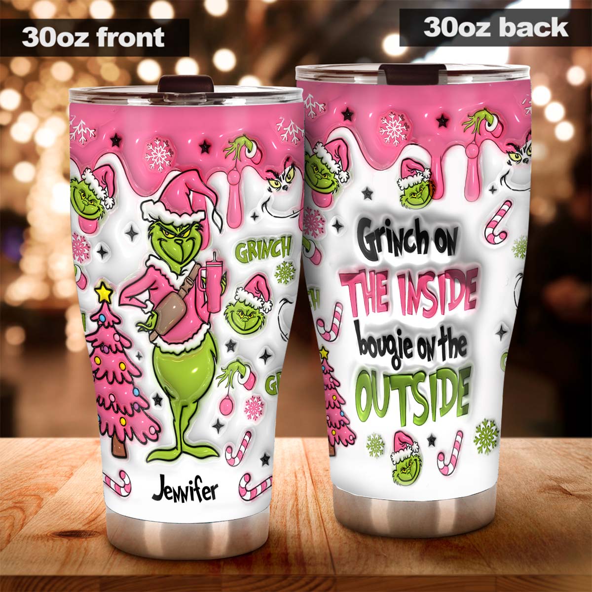 Personalized Grinch Tumbler Custom Name Holiday Drinkware Tumbler GradoCreations