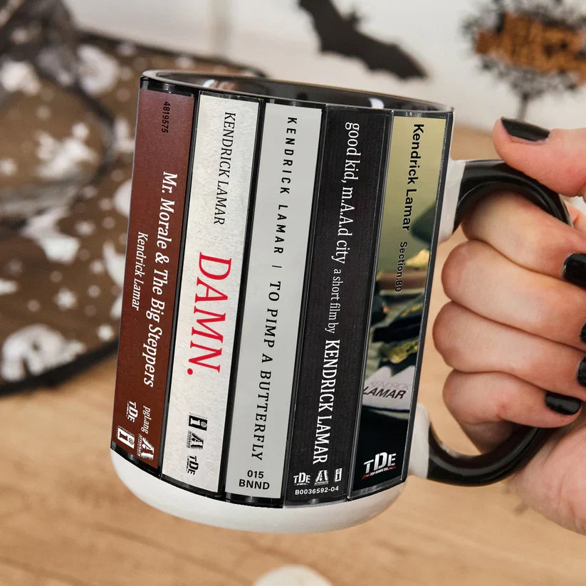 Kendrick Lamar Cassette Accent Mug Retro Design Ceramic Drinkware GradoCreations