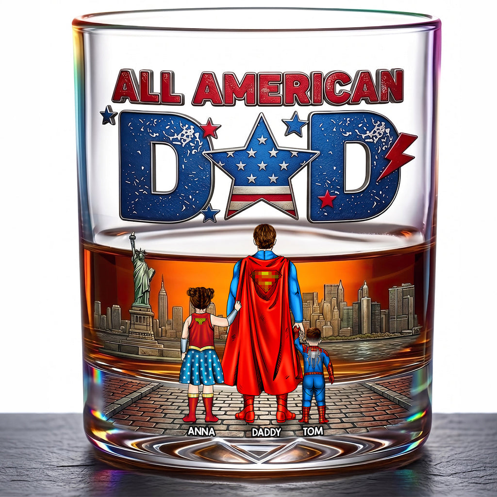Personalized Whiskey Glass All American Dad Gift for Him
