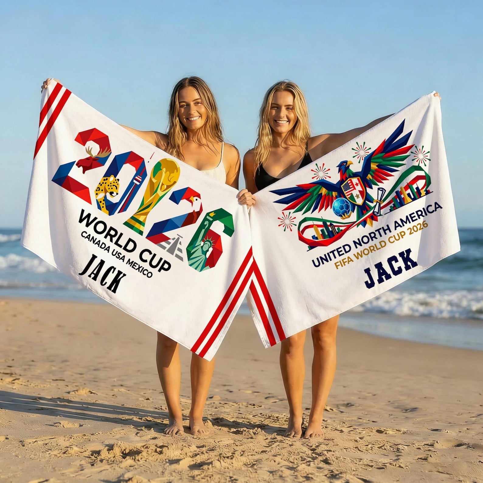 Personalized Soccer Beach Towel 2026 World Cup Gift for Fans