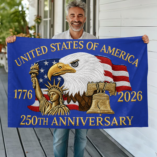 Personalized 250th Anniversary House Flag Custom Family Name Eagle HN590 - Banner House Flag GradoCreations
