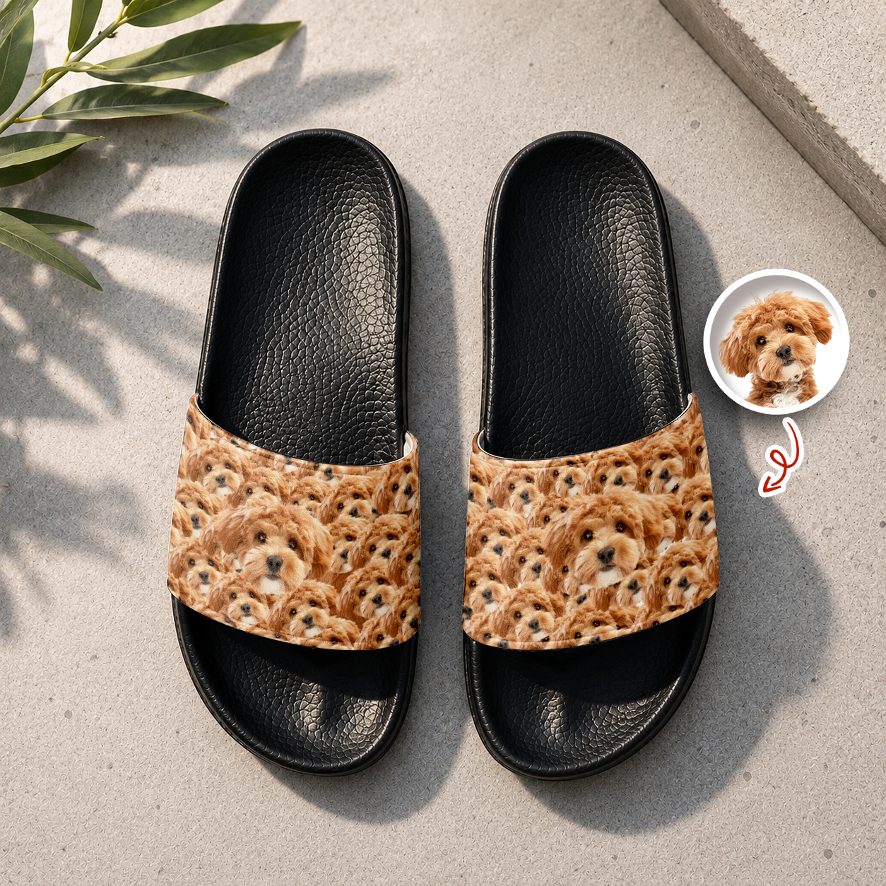 Personalized Pet Face Slide Sandals Custom Photo Gift for Dog Lovers HN590 - Slide Sandals GradoCreations