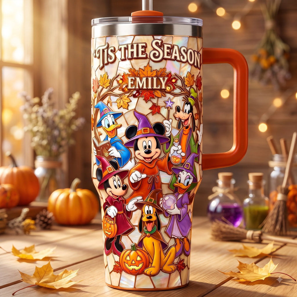 Personalized Fall Themed 40oz Tumbler with Handle - Unique Disney Gift for Movie Fans Tumbler GradoCreations