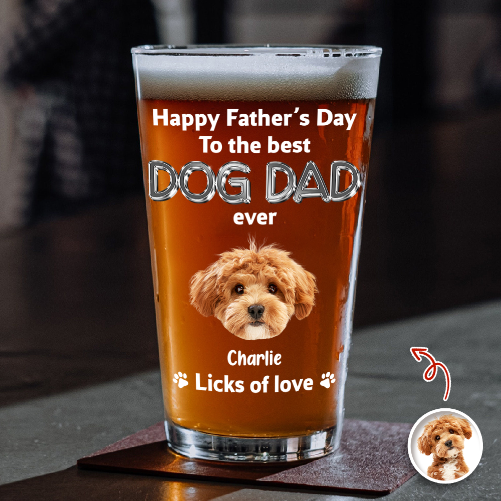 Personalized Beer Glass Custom Photo Gift for Dog Dad HN590 - Print Beer Glass GradoCreations