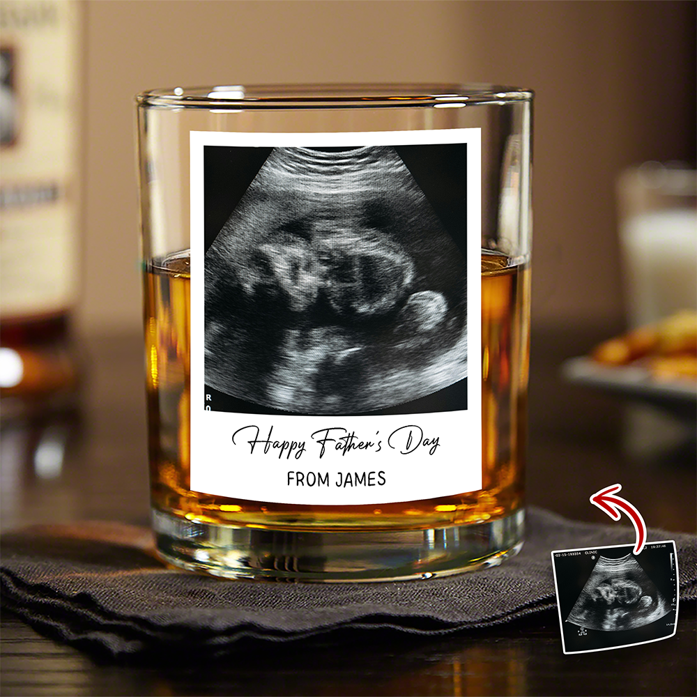 Personalized Ultrasound Photo Rock Glass Custom Gift for Dad HN590 - Print Rock Glass GradoCreations