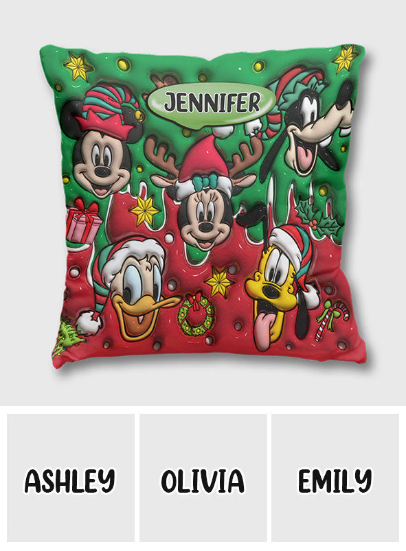 Personalized Christmas Mouse Throw Pillow Custom Name Gift Throw Pillow GradoCreations