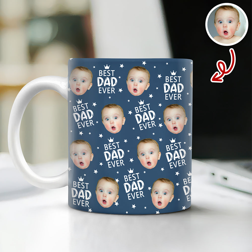 Personalized Best Dad Ever Coffee Mug Custom Photo Gift HN590 - edge to edge mug GradoCreations