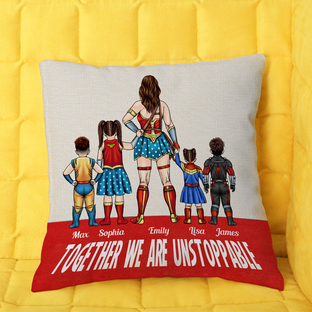 Personalized Superhero Pillow Gift for Mom from Kids - Mother's Day