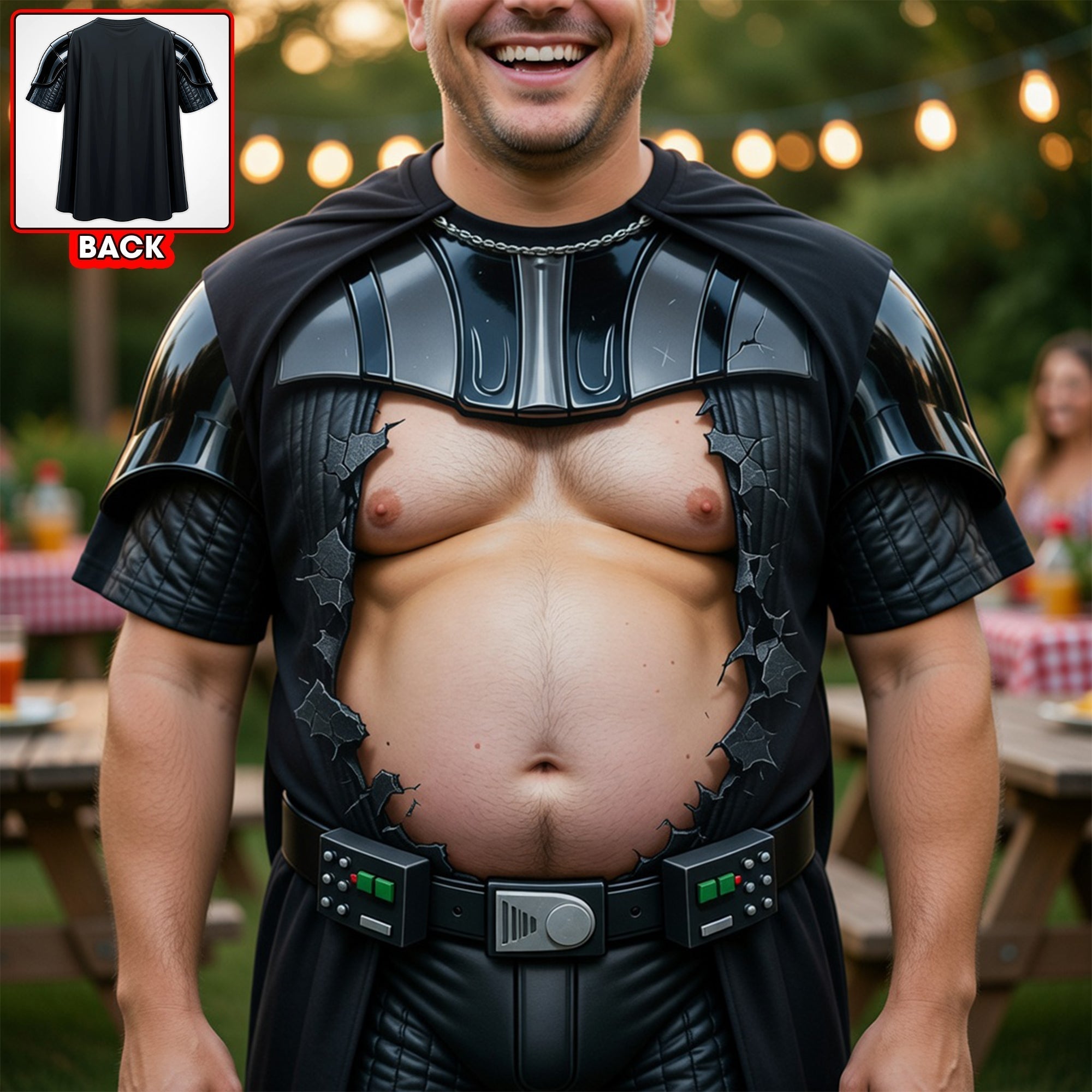 Custom Funny Muscle Costume Shirt for Men - Personalized Gift for Dad or Husband AOP Tshirt GradoCreations