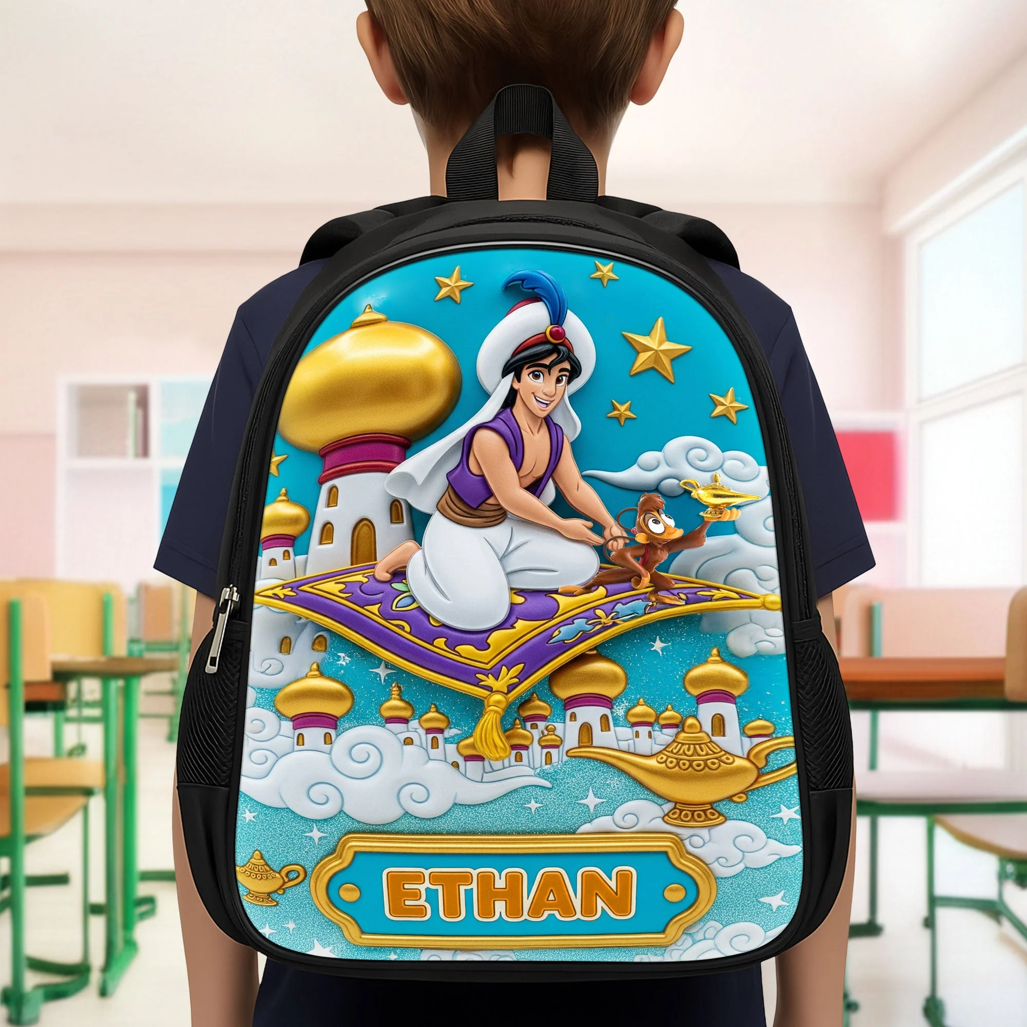 Personalized Cartoon Prince Backpack School Set for Boys