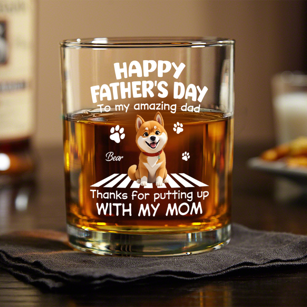 Personalized Whiskey Glass Gift for Dog Dad - Father's Day HN590 - Print Rock Glass GradoCreations