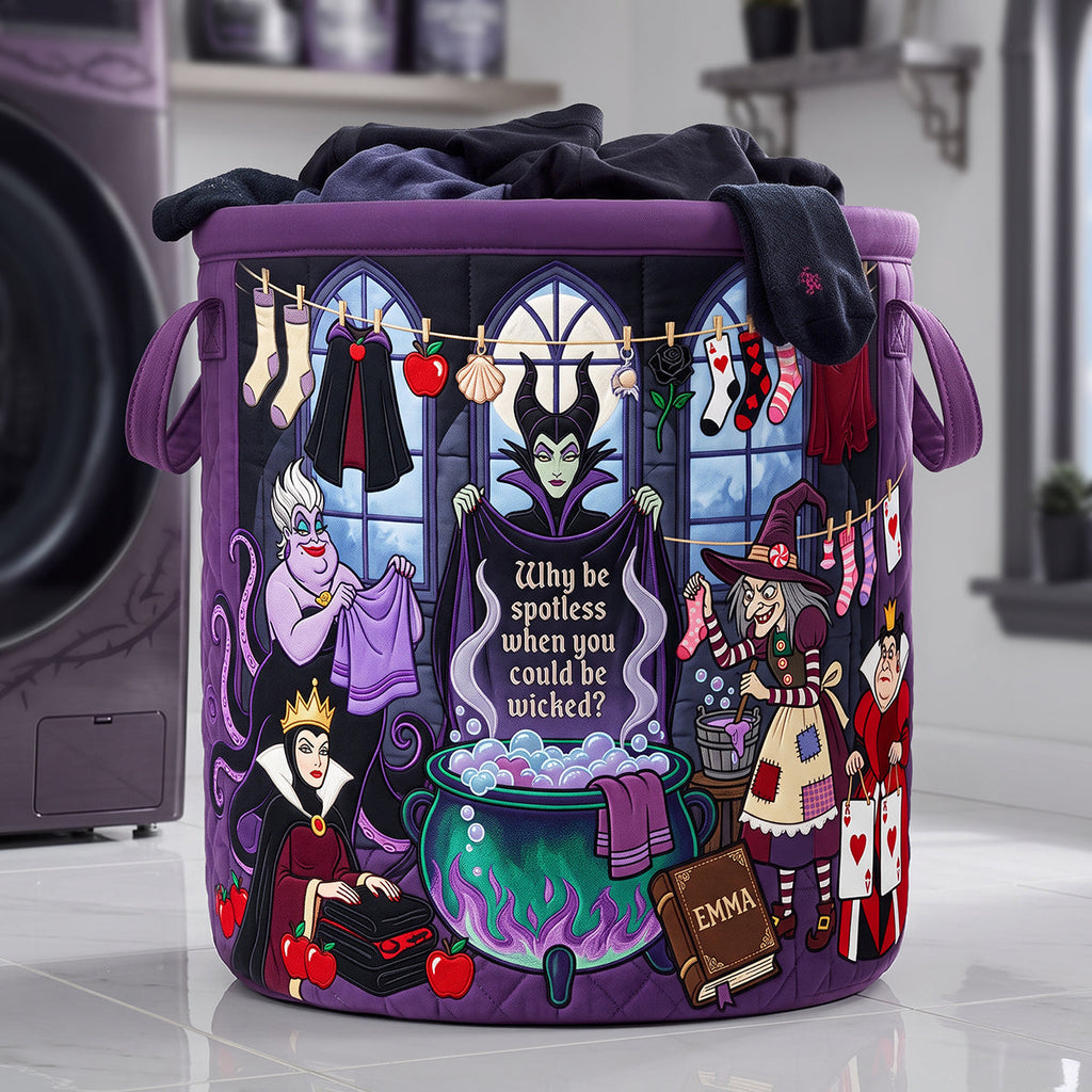Personalized Quilted Laundry Basket Wicked Design Gift for Her Quilted Laundry Basket GradoCreations