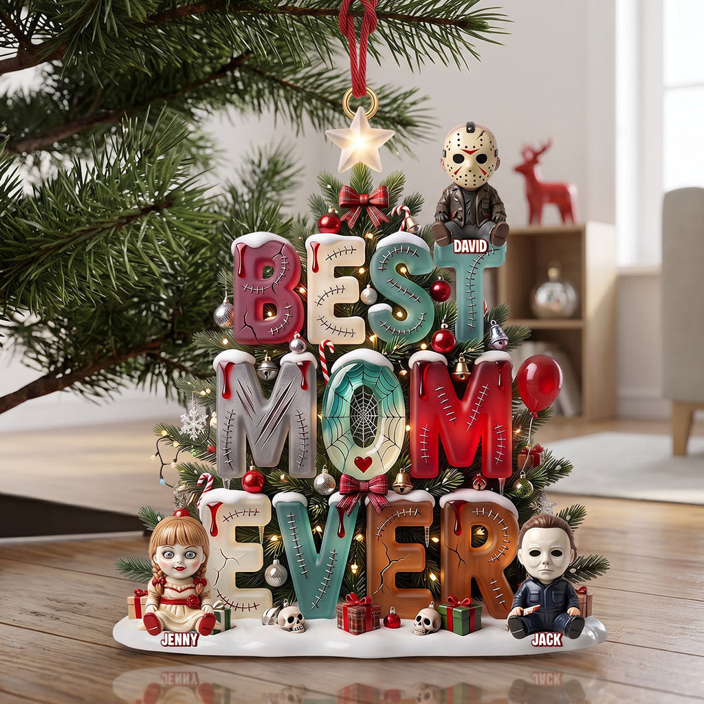 Personalized Spooky Christmas Ornament Custom Family Names Gift for Mom Dad Ornament GradoCreations