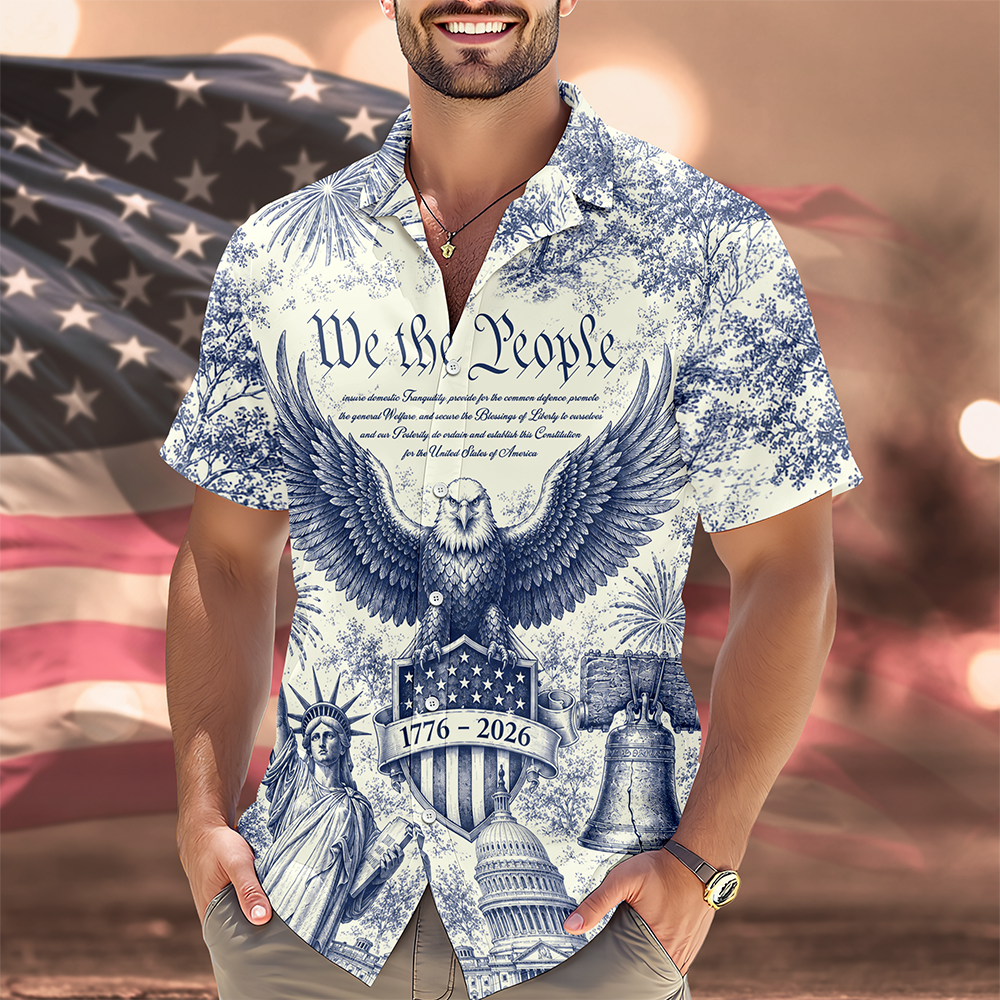 Personalized Patriotic Hawaiian Shirt Custom Design Gift for Dad HN590 - AOP Hawai Shirt GradoCreations