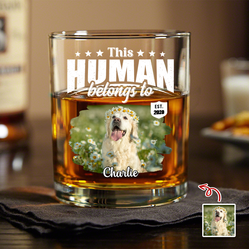 Personalized Rock Glass Custom Pet Photo Gift for Dog Dad HN590 - Print Rock Glass GradoCreations