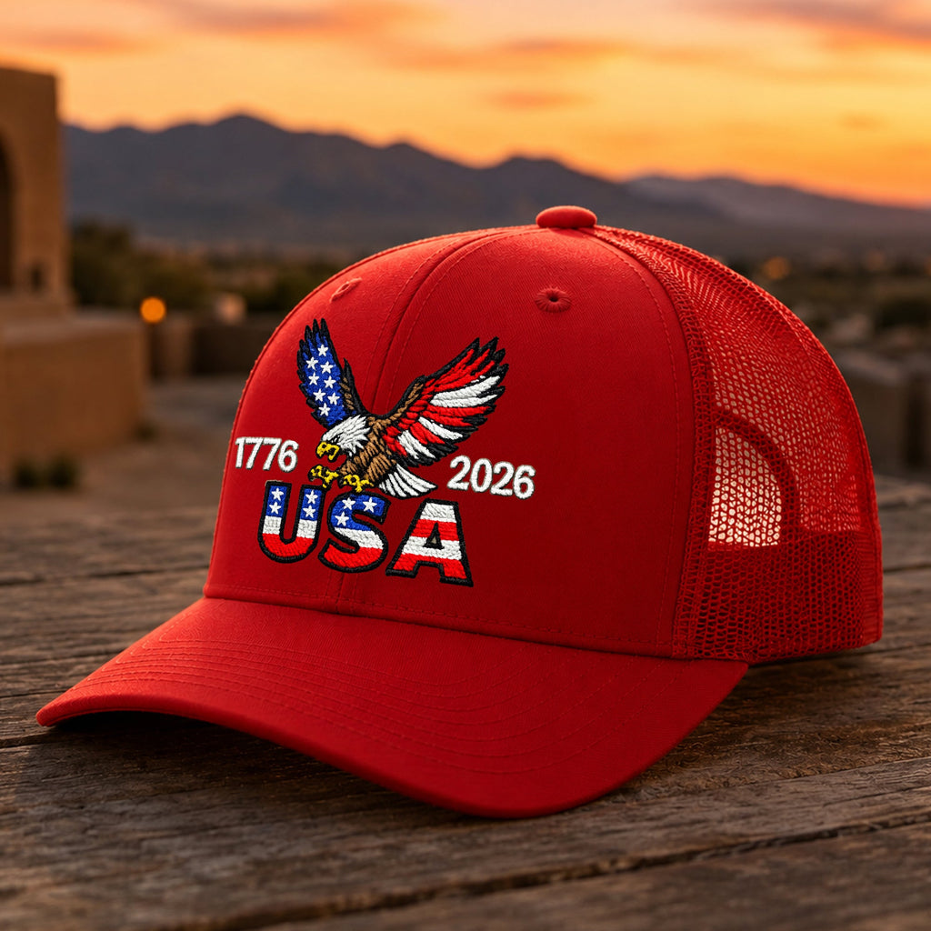 250 Years USA Patriotic Embroidered Trucker Hat Gift HN590 - Embroidered Trucker Hat GradoCreations
