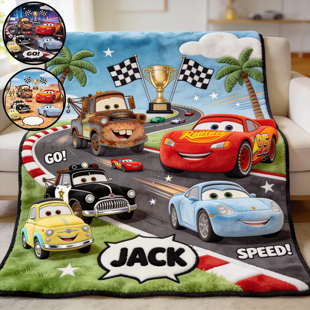 Personalized Racing Crew Blanket with Custom Name Gift for Kids Blanket GradoCreations
