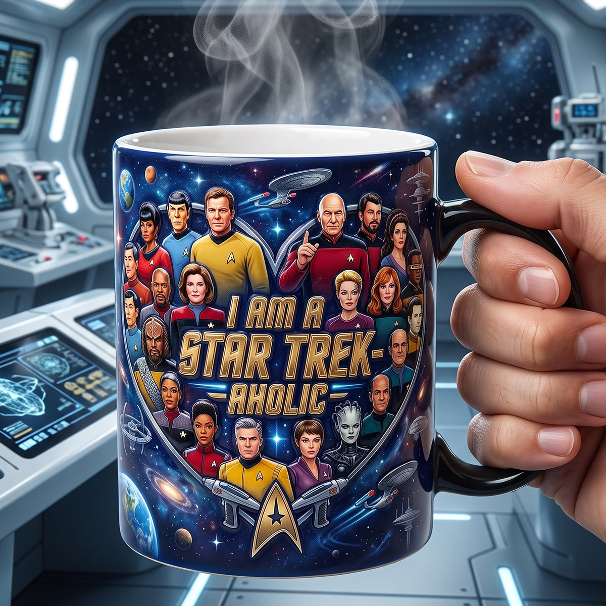 Personalized Cosmic Space Mug I Am A Star Trek Aholic Gift for Movie Fans Mug GradoCreations