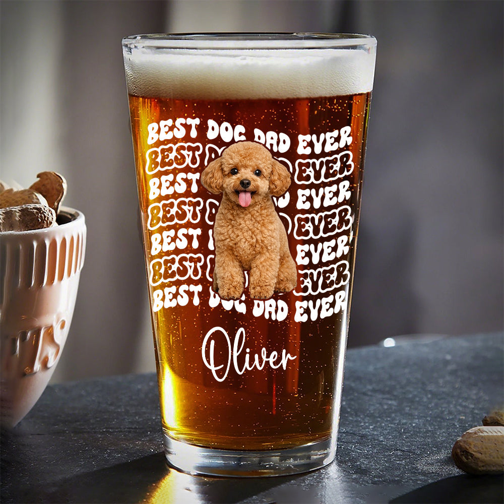 Personalized Photo Beer Glass Best Dog Dad Gift for Father's Day HN590 - Print Beer Glass Fix GradoCreations