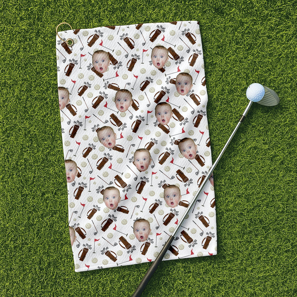 Personalized Microfiber Golf Towel with Custom Funny Face Gift for Dad, Grandpa, Golf Lovers