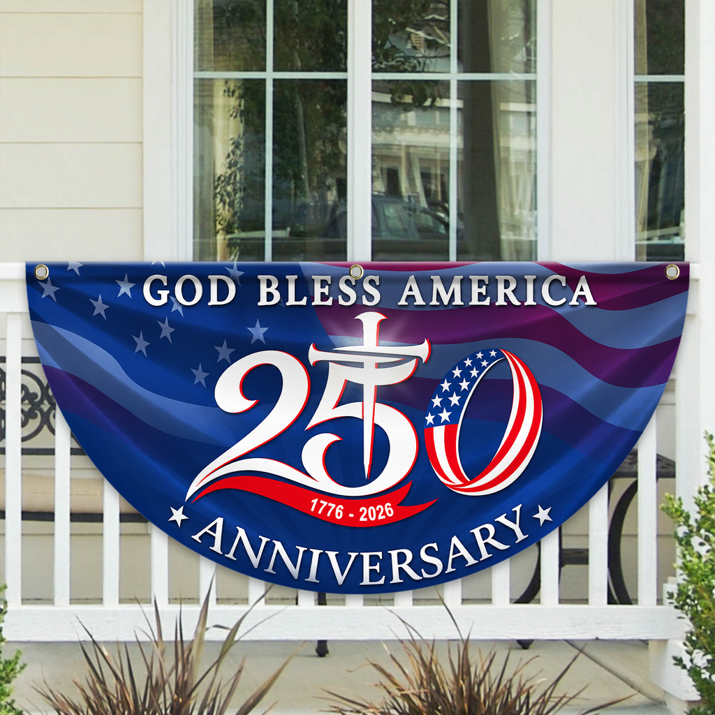Custom Name Patriotic Fan Flag 250th Anniversary Gift for Family HN590 - Non-Pleated Fan Flag GradoCreations