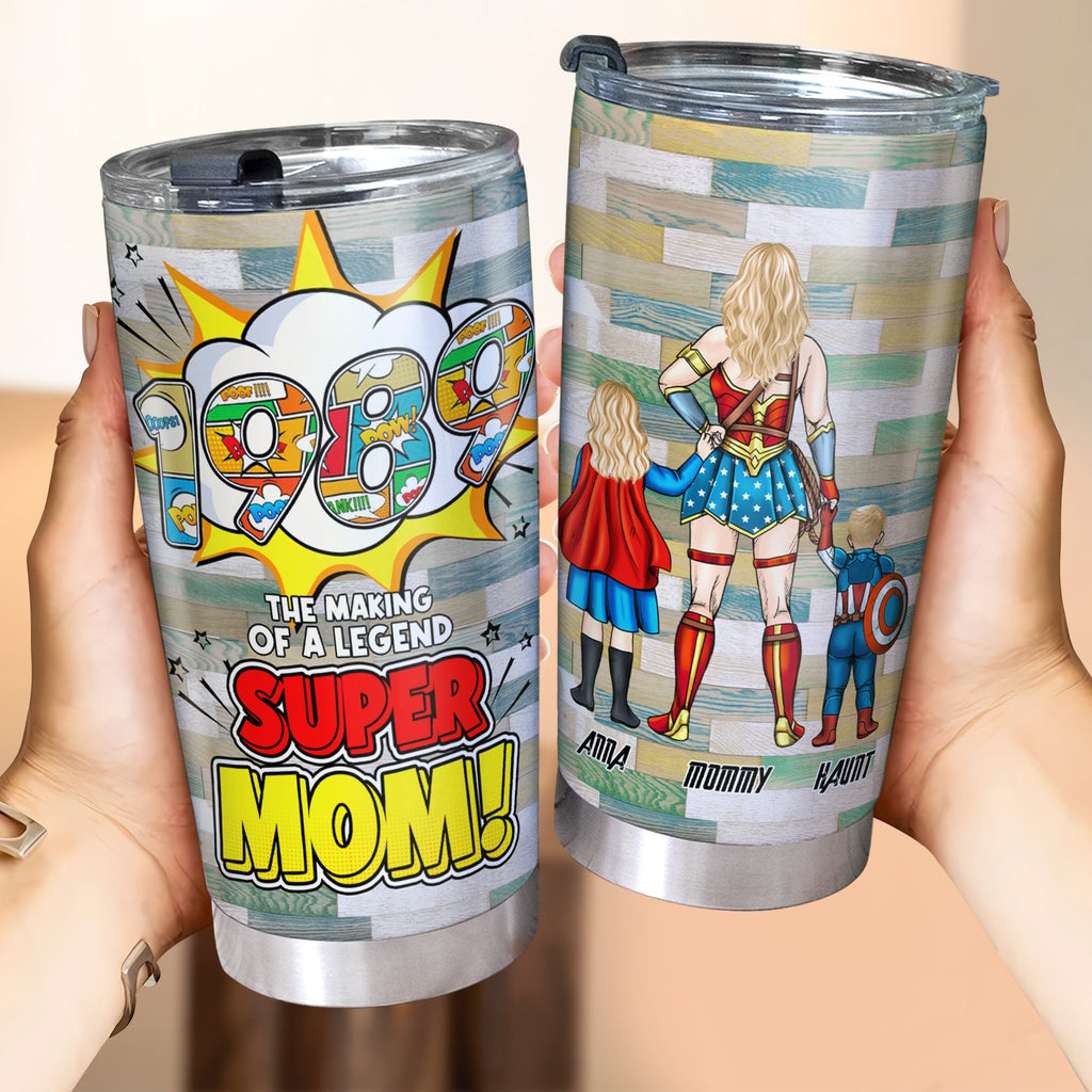 Personalized Super Hero Mom Tumbler Custom Birth Year Gift for Mother's Day