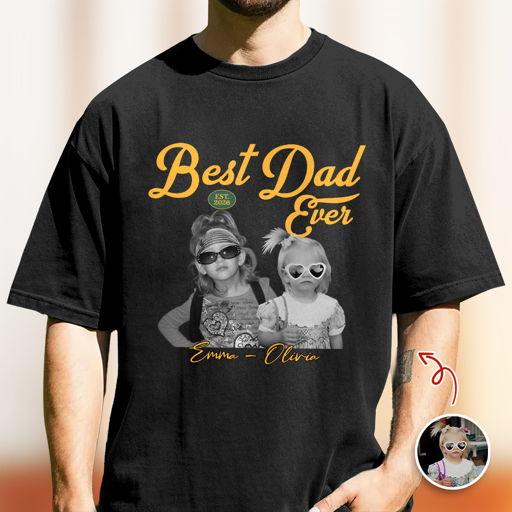 Personalized Photo Comfort Shirt Best Dad Ever Gift for Father's Day Comfort Shirt GradoCreations