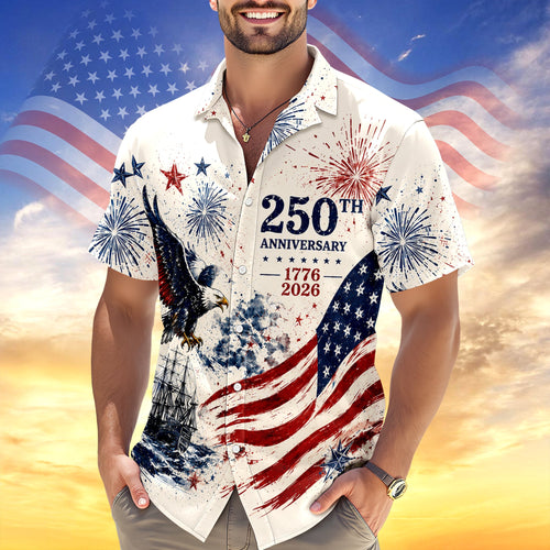 Personalized 250th Anniversary Hawaiian Shirt US Flag Gift HN590 - AOP Hawai Shirt GradoCreations