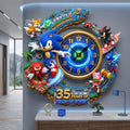 Personalized Sonic 35th Anniversary Wall Clock Gift for Movie Fans Wall Hanging Clock GradoCreations