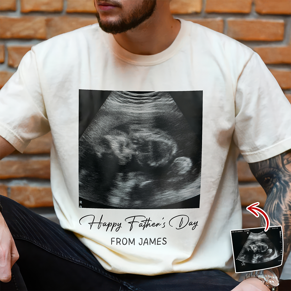 Personalized Ultrasound Photo Comfort Shirt Gift for New Dad Comfort Shirt GradoCreations