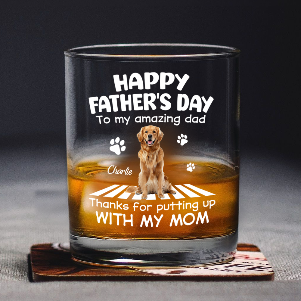 Personalized Whiskey Glass Gift for Dog Dad Father's Day HN590 - Print Rock Glass GradoCreations