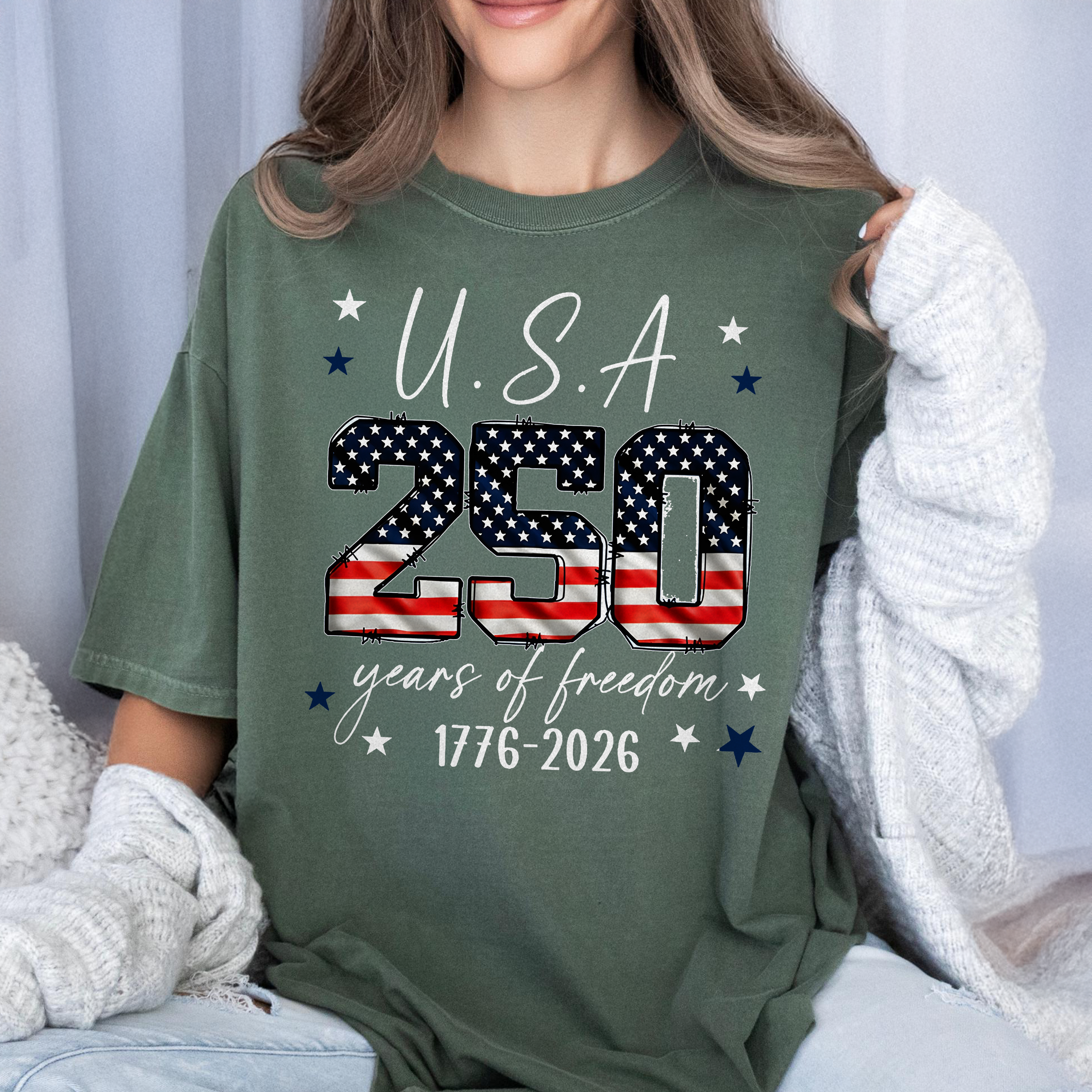 Personalized Comfort Shirt USA 250 Years Freedom Gift Comfort Shirt GradoCreations