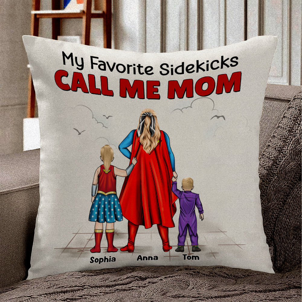 Personalized Superhero Pillow Gift for Mom with Custom Names