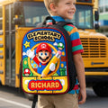 Personalized Mario Cartoon School Backpack for Kids with Name
