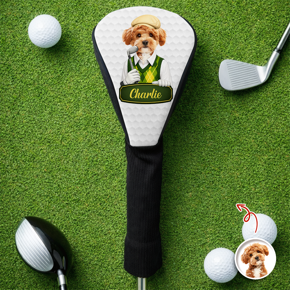 Personalized Dog Photo Golf Club Head Cover Gift for Dog Dad HN590 - Golf Club Head Cover GradoCreations