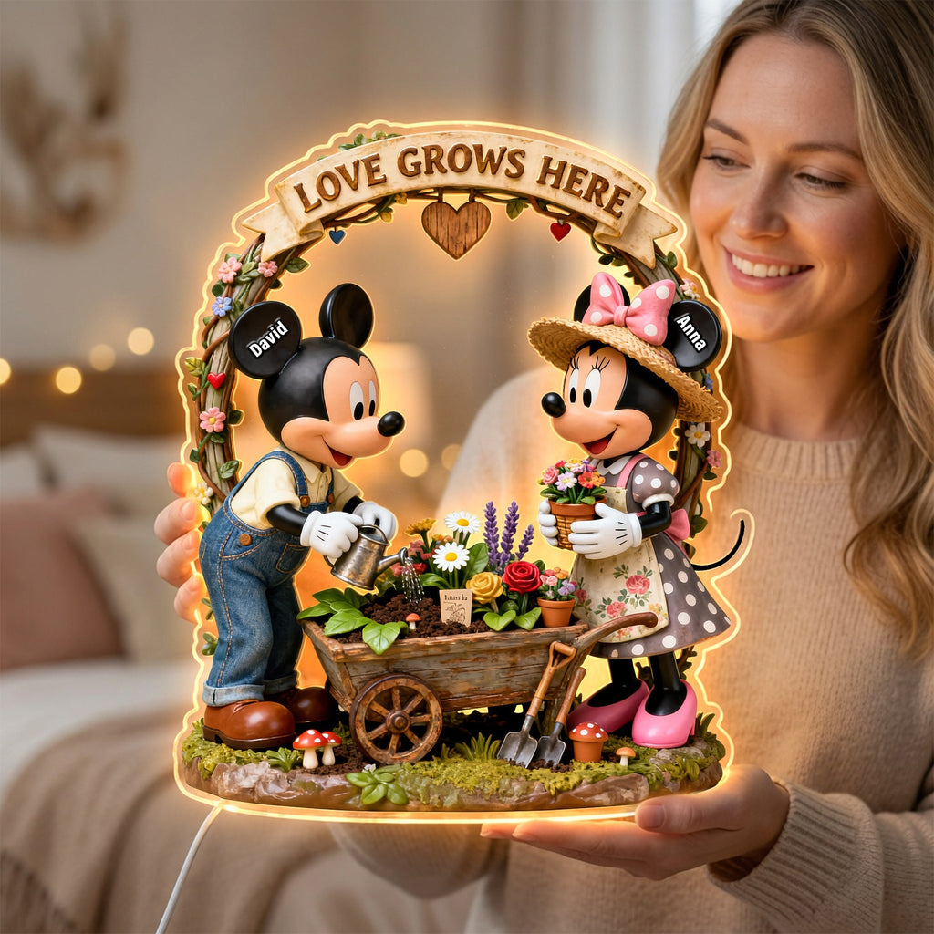 Personalized Acrylic Light Box with Garden Design for Couples | Unique Home Decor Gift
