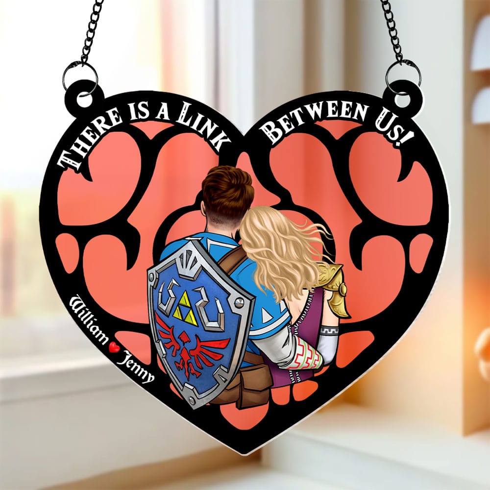 Personalized Zelda Suncatcher Heart Window Hanging Gift for Couple