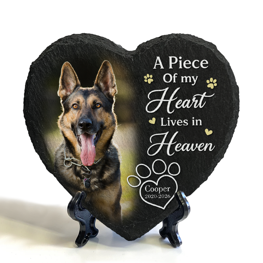 Personalized Pet Memorial Heart Shaped Stone Custom Photo Gift HN590 - Heart Shaped Stone GradoCreations
