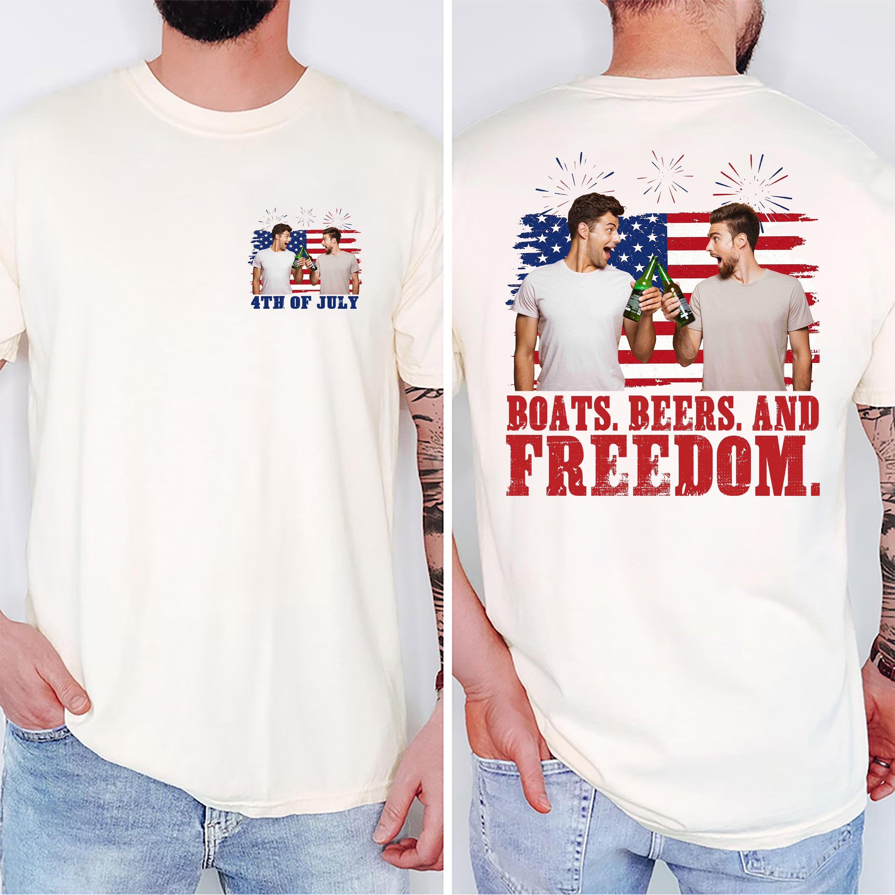 Personalized 4th of July Comfort Shirt Custom Photo Gift Back&Front Comfort Shirt GradoCreations