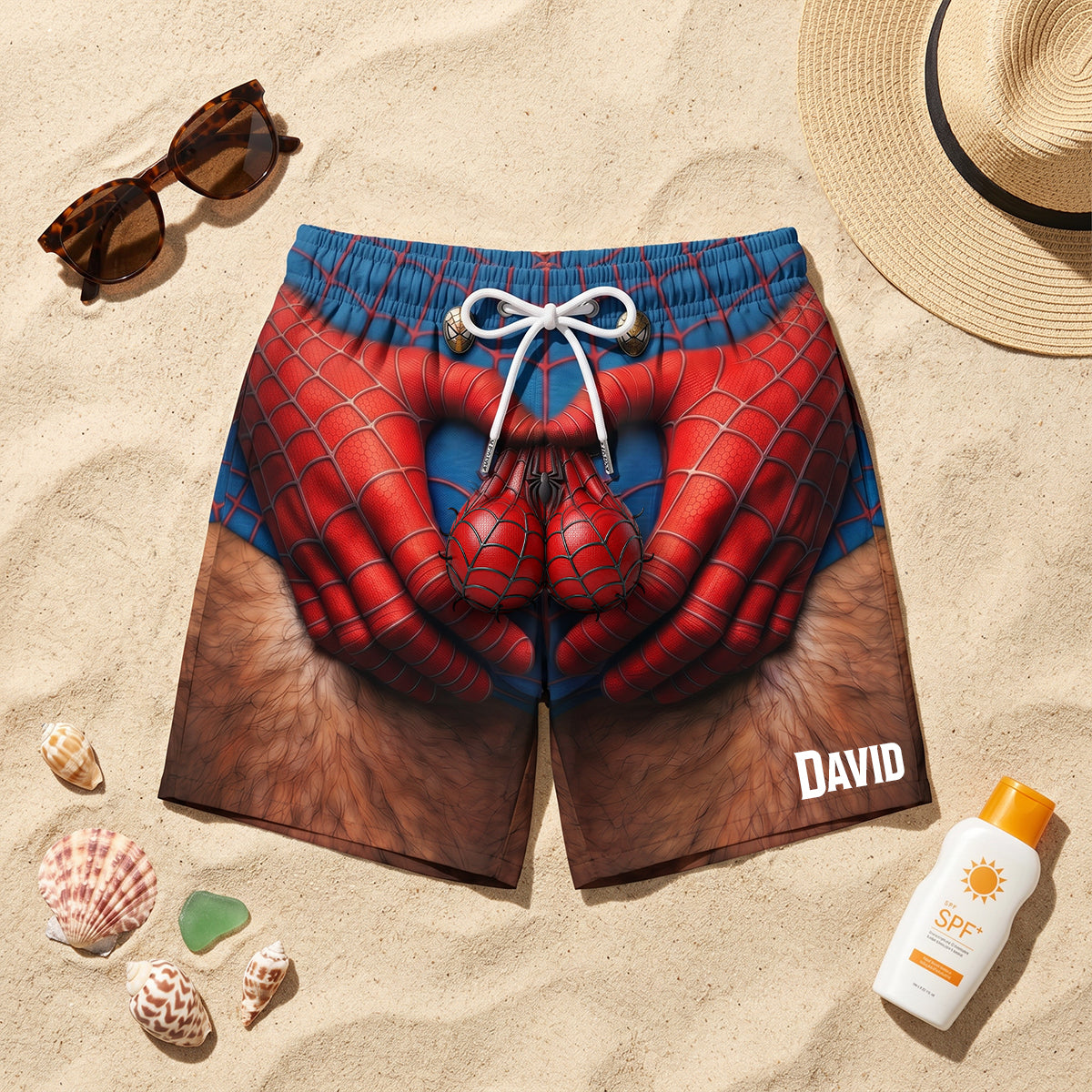 Personalized Superhero Muscle Beach Shorts Gift for Him Beach Shorts GradoCreations