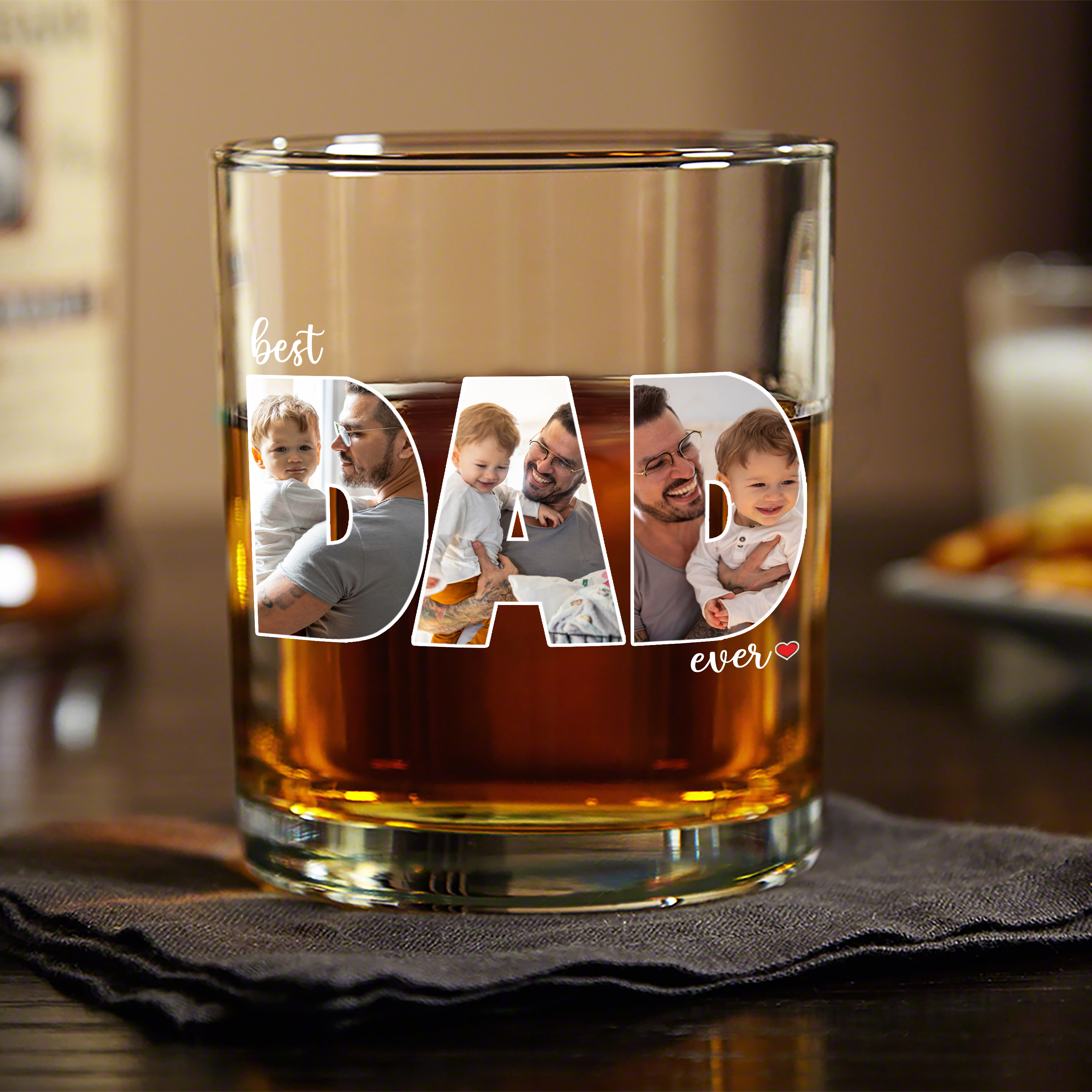 Personalized Whiskey Glass Custom Photo Gift for Dad HN590 - Print Rock Glass GradoCreations