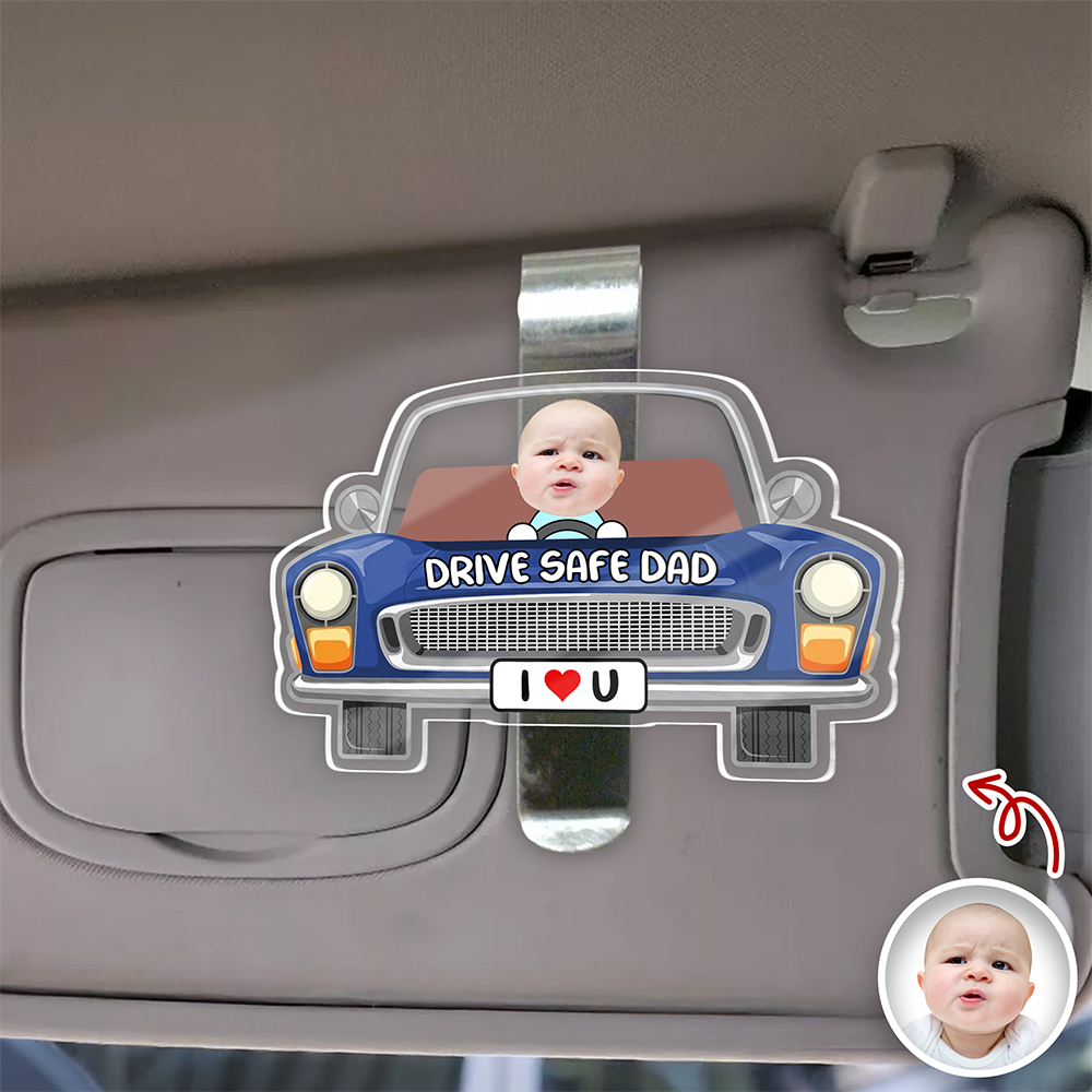 Personalized Kids Photo Car Visor Clip Gift for Dad HN590 - Acrylic Car Visor Clip Fix GradoCreations